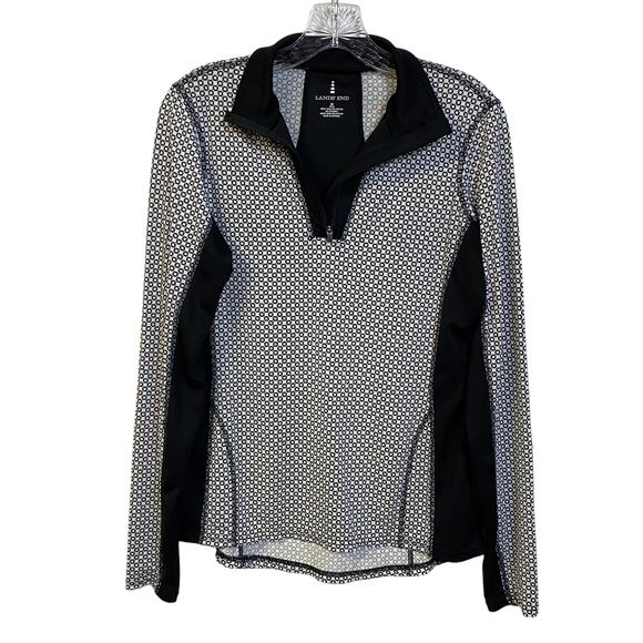 LANDS' END M 10-12 Athletic 1/4 Zip Pullover Workout Top Thumbholes Stretchy - Picture 4 of 12